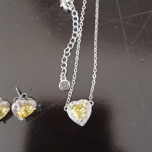 Heart-Shaped Silver and Yellow Jewelry Set
